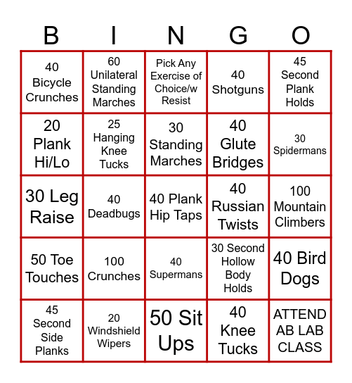 CORE BINGO Card