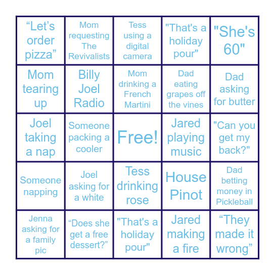 Family Bingo Card