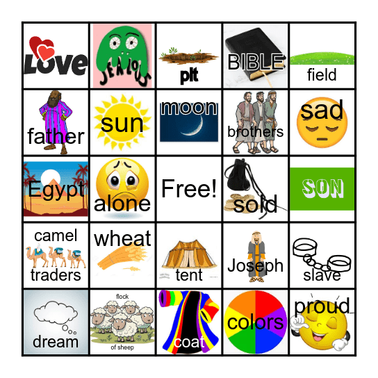 Joseph and His Brothers Bingo Card