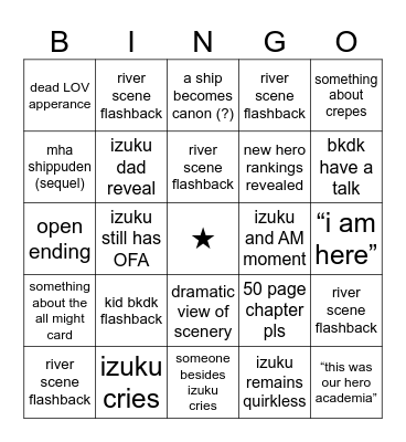 MHA #430 Bingo Card