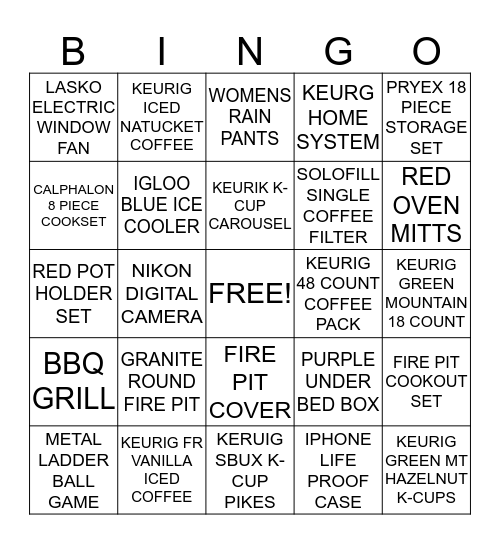 DIANE'S SHOWER BINGO Card