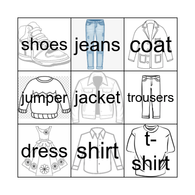 Clothes Bingo Card