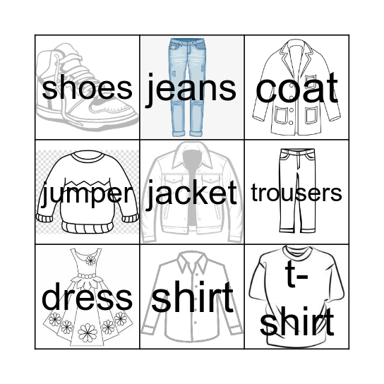Clothes Bingo Card