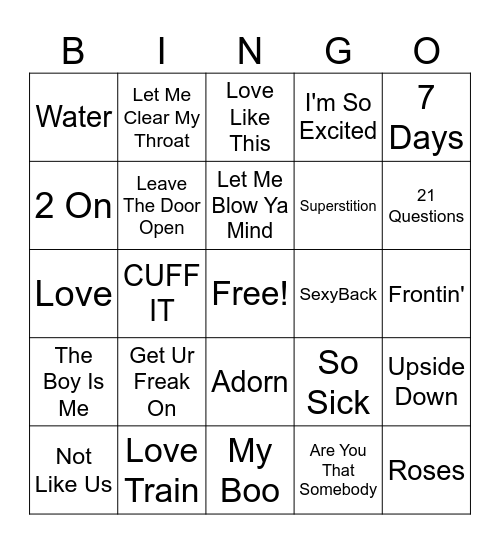 Hip-Hop/R&B Bingo #3 Bingo Card