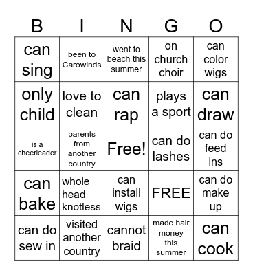 Cosmetology: Who are you? Bingo Card