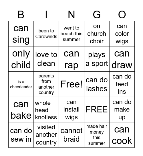 Cosmetology: Who are you? Bingo Card