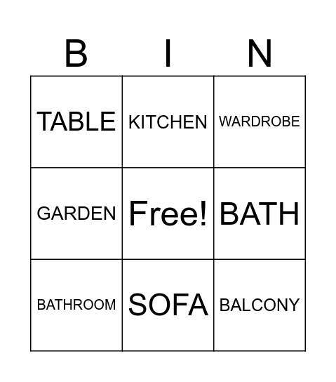 HOUSE BINGO Card