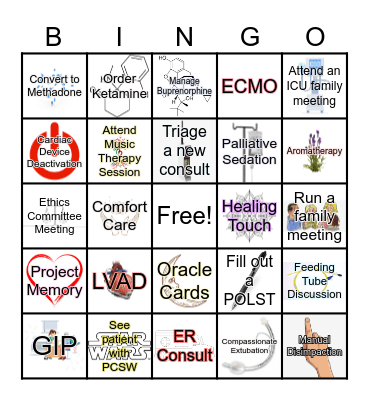 SMHLJ Palliative Care Bingo Card