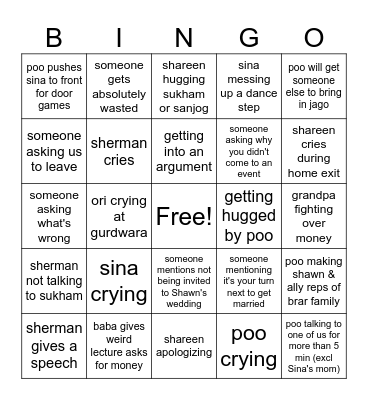 Wedding Bingo Card