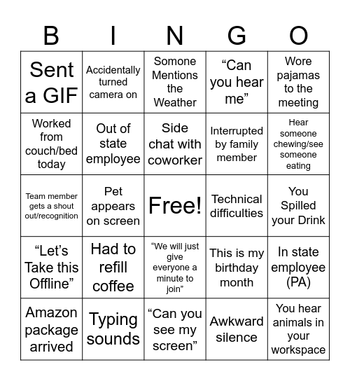 HAIP Team Bingo Card