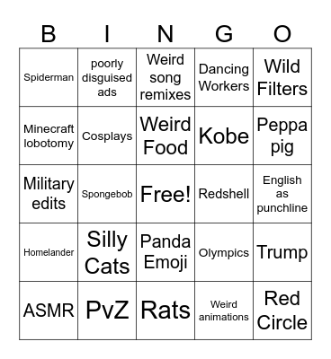 Chinese Brainrot Bingo Card