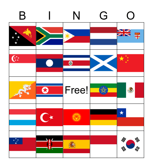 Country Flag BINGO! Level 2 Bingo Card