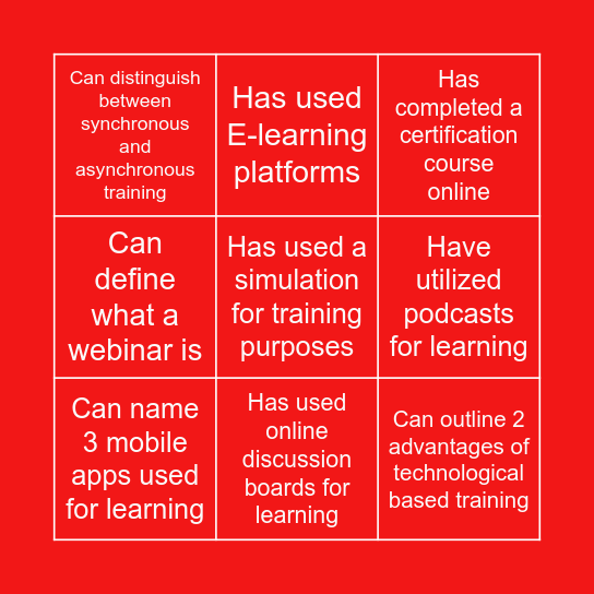 Tech Bingo Card