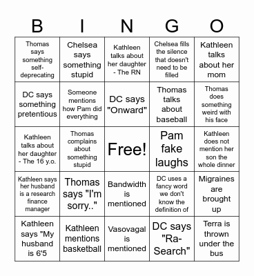 Nursing Research Bingo Card