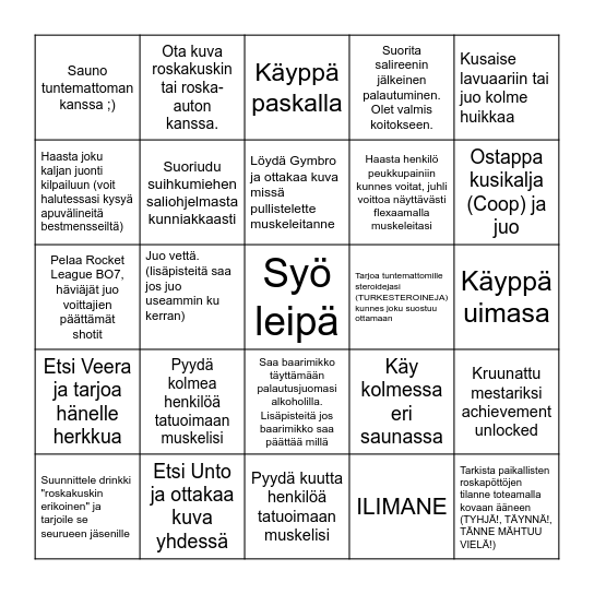 Tehtävälista Bingo Card