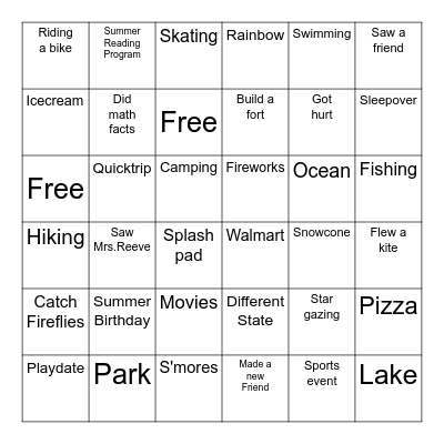 3rd Grade Bingo Card