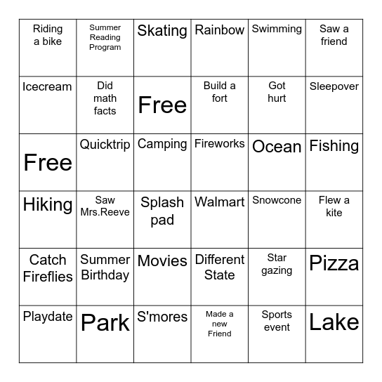 3rd Grade Bingo Card