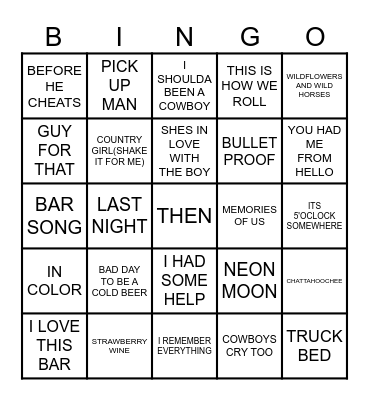 MUSIC BINGO Card