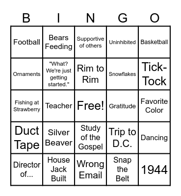 Blaine's 80th Birthday Bingo Card