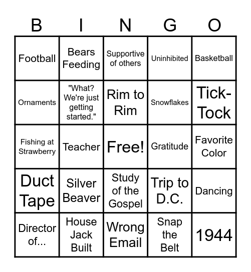 Blaine's 80th Birthday Bingo Card