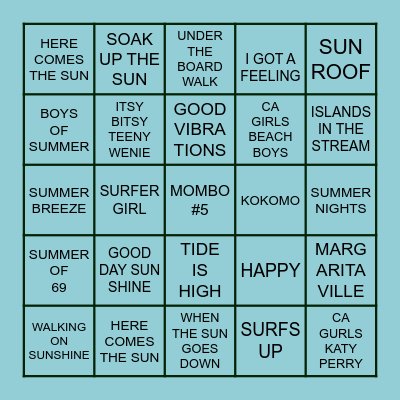 BEACH MUSIC BIRTHDAY BINGO Card