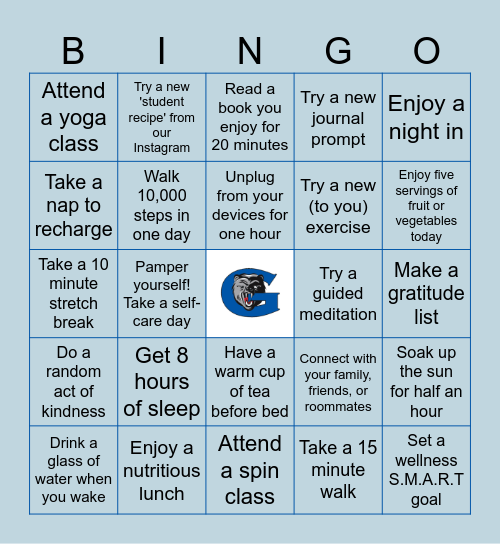 Orillia Fitness Centre Wellness Bingo Card