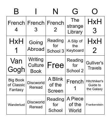 TBR Bingo Card