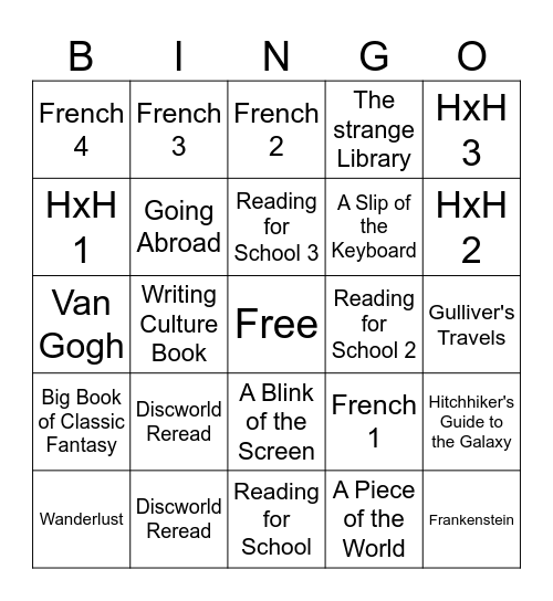 TBR Bingo Card