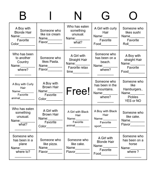 Find Someone Who Bingo Card