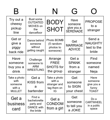 LAN'S BACHELOR Bingo Card