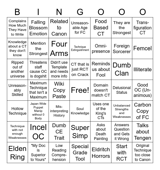 Cursed Meadows Bingo Card