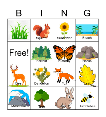 Nature Bingo Card