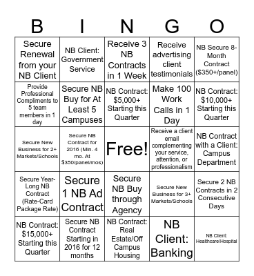 !!!Sales Bingo!!! Bingo Card