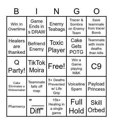 Test OW Bingo Card
