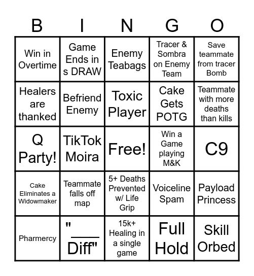 Test OW Bingo Card