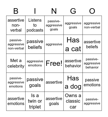 Communication Bingo Card