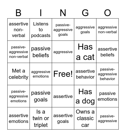 Communication Bingo Card