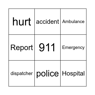 Emergency Situations Bingo Card