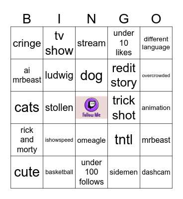 tiktok bingo Card