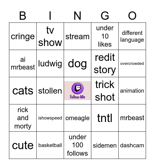 tiktok bingo Card