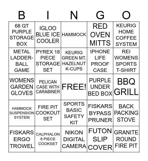 DIANE'S SHOWER BINGO Card