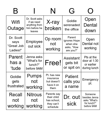 MONDAY BINGO Card