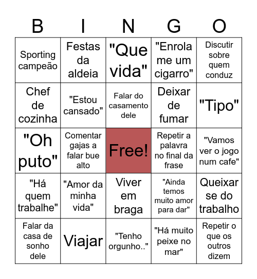 Stefano Bingo Card