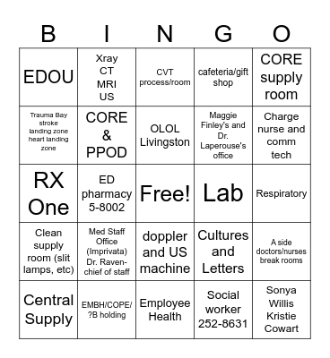 PEPA Bingo Card