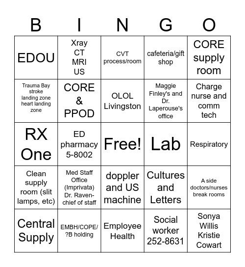 PEPA Bingo Card