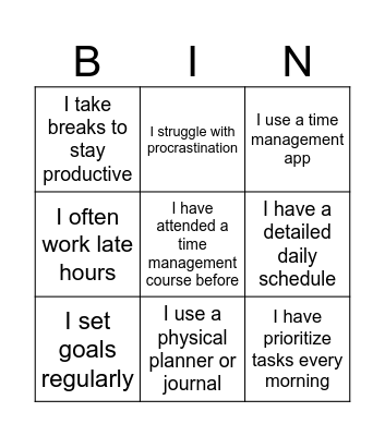 Fourteen Forty Time Management Bingo Card