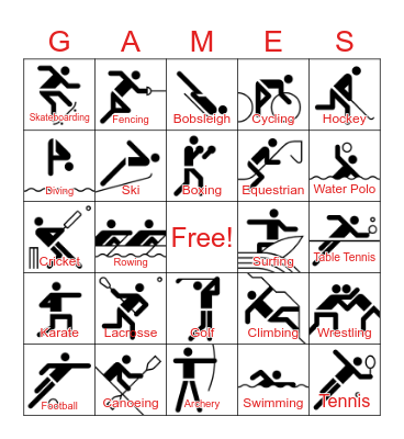 AFIG OLYMPICS Bingo Card