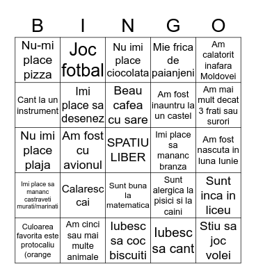 gaseste pe cineva care... Bingo Card