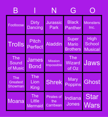 Movies Bingo Card