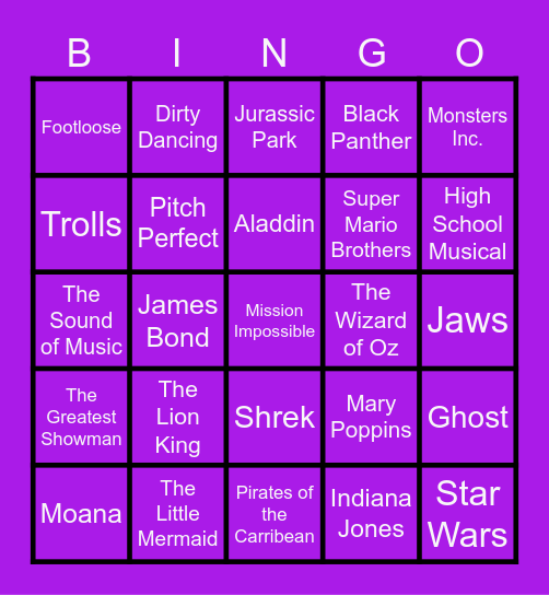 Movies Bingo Card